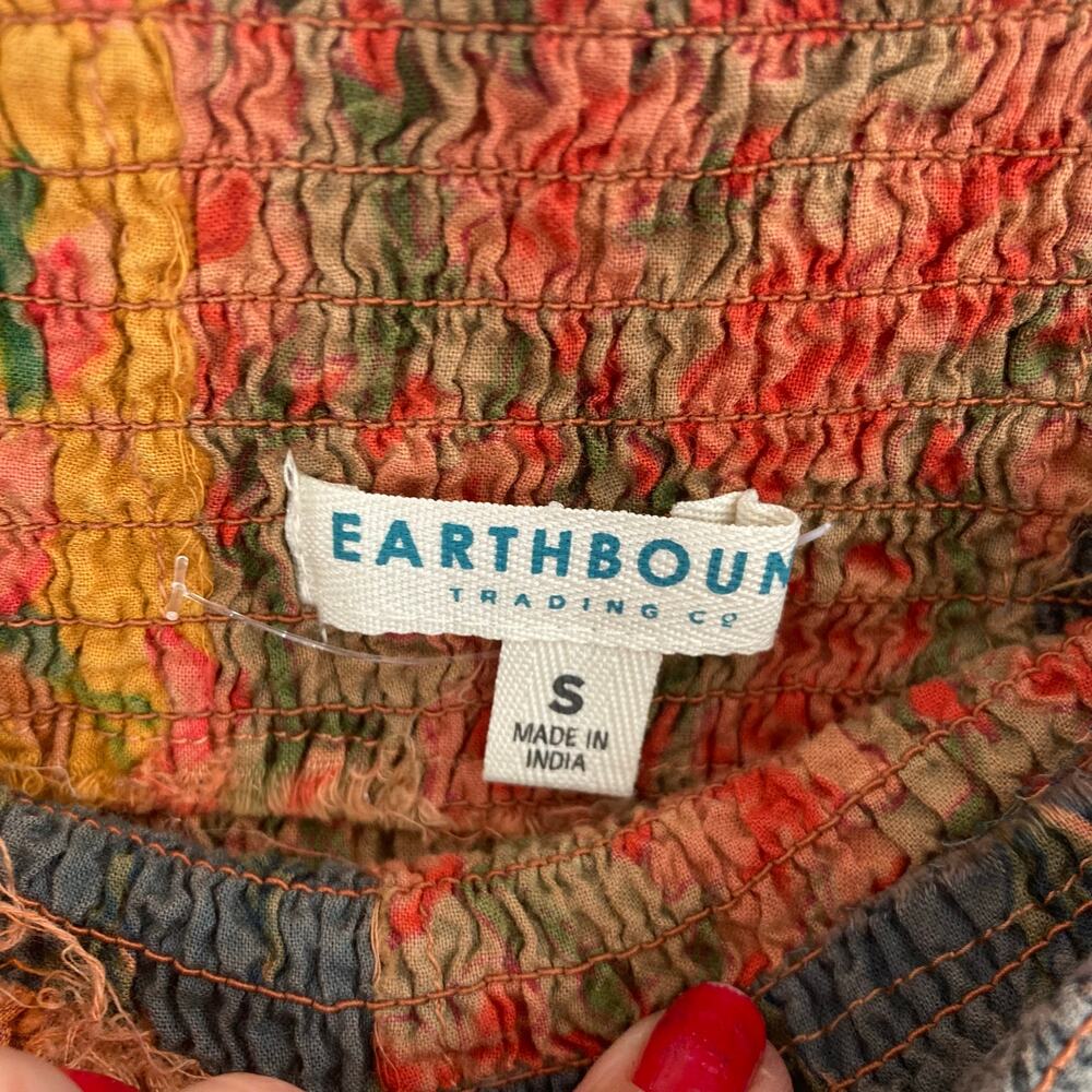 Earthbound Boho Patchwork Smock High Waisted Cott… - image 7